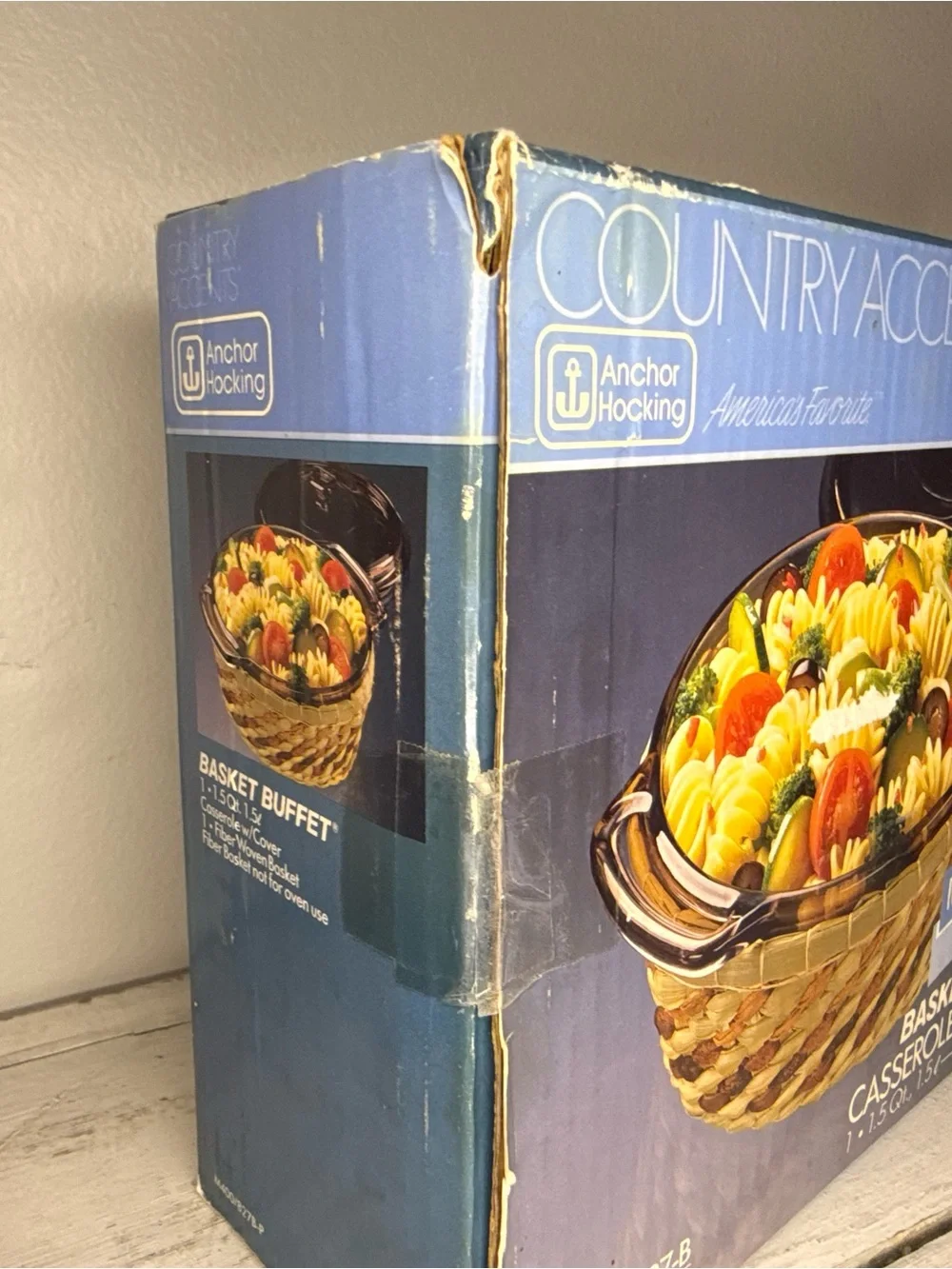 Vtg Anchor Hocking Basket Buffet Harvest Amber 1.5qt Casserole New in Box M400